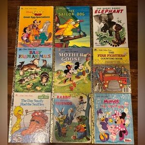 Vintage Little Golden Books Lot - Disney & Classic Titles, set of 9